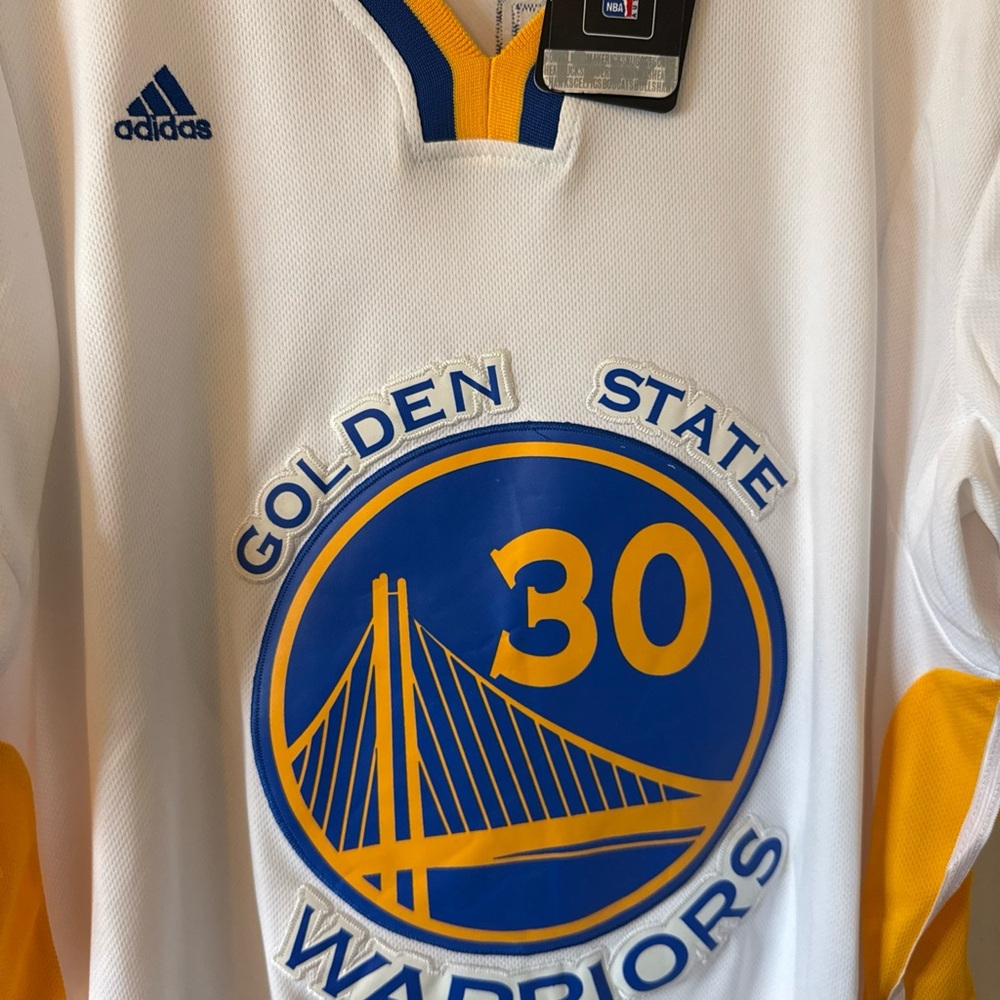 Men’s adidas Stephen Curry #30 Golden State Warriors Jersey Sleeved Sz 2XL - NWT - Picture 2 of 7